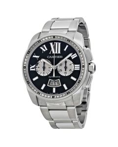 W7100061 Calibre de Cartier l Automatic, Black Dial, Stainless Steel Bracelet