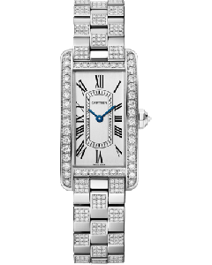 WJTA0068 Tank Américaine l Small model, quartz movement - high autonomy, white gold, diamonds