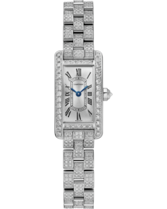 WJTA0045 Tank Américaine watch l Mini model, quartz movement, white gold, diamonds