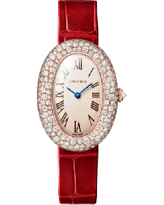 WJBA0047 Baignoire l Medium model, quartz movement, rose gold, diamonds, leather