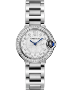 W4BB0034 Ballon Bleu de Cartier watch l 28 mm, quartz movement, steel, diamonds