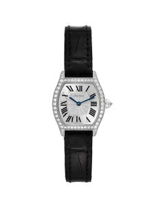 WA501007 Cartier Tortue l Hand wind, 18kt White Gold, Leather Strap