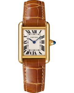 WGTA0342 Tank Louis Cartier l Small model, quartz movement, yellow gold, leather
