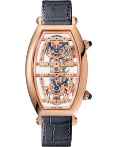 WHTN0013 Cartier Tonneau l Extra-large model, hand-wound mechanical movement, rose gold, leather