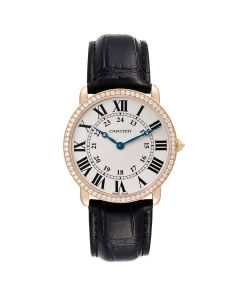 WR000651 Ronde Louis Cartier l 36 mm, hand-wound movement, rose gold, diamonds, leather