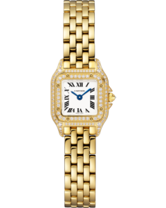 WJPN0081 Panthère de Cartier l Mini model, quartz movement, yellow gold, diamonds