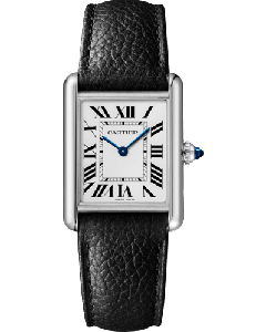 WSTA0138 Tank Must de Cartier l Large model, SolarBeat™ photovoltaic movement, steel, calfskin strap
