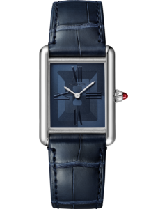 WGTA0121 Tank Louis Cartier l Large model, hand-wound mechanical movement, platinum, leather