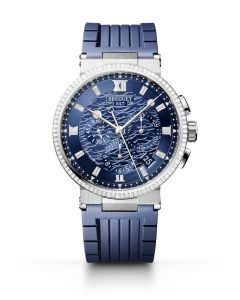 Marine chronographe 5529BB l White Gold l Rubber strap l Blue dial