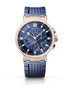 Marine chronographe 5529BR l Rose Gold l Rubber strap l Blue dial