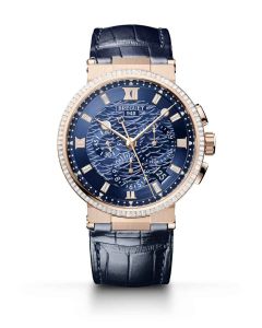 Marine chronographe 5529BR l Rose Gold l Leather strap l Blue dial