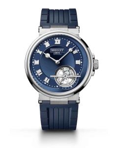 Marine Tourbillon 5577 l Blue dial l Platinum l Rubber Strap