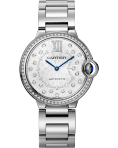 W4BB0036 Ballon Bleu de Cartier watch l 36 mm, automatic mechanical movement, steel, diamonds