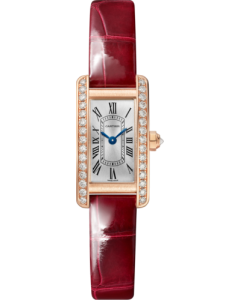  WJTA0041 Tank Américaine watch l Mini model, quartz movement, rose gold, diamonds, leather