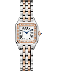 W3PN0014 Panthère de Cartier l Small model, quartz movement, rose gold, steel, diamonds