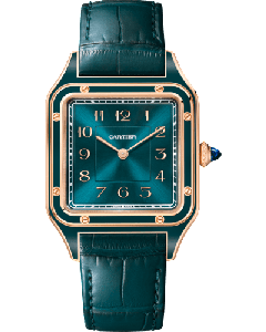 WGSA0098 Santos-Dumont l Large model, manual movement, rose gold, leather