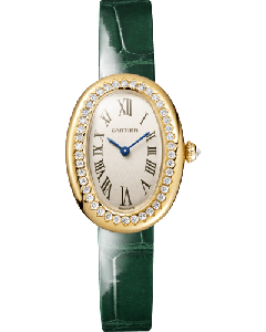 WJBA0054 Cartier Baignoire l Small model, quartz movement, yellow gold, diamonds, leather