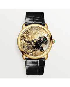 HPI01639 Métiers d'Art jewelry | manual movement | yellow gold | lacquer | mother-of-pearl | emeralds | diamonds | leather