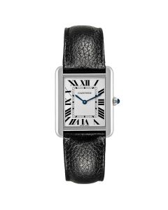 WSTA0028 Tank Solo l Quartz, Opaline Silver Dial, Black Leather Strap