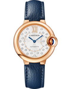 WGBB0056 Ballon Bleu de Cartier l 33 mm, automatic mechanical movement, rose gold, diamonds, leather.