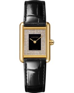 WGTA0269 Tank Louis Cartier l Small model, quartz movement, yellow gold, diamonds, leather