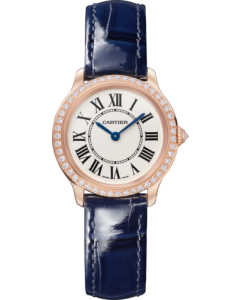 WJRN0012 Ronde Louis Cartier l 29 mm, quartz movement, rose gold, diamonds, leather
