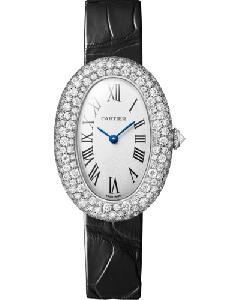 WJBA0046 Baignoire l Medium model, quartz movement, white gold, diamonds, leather