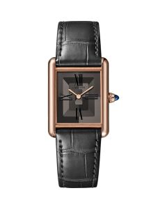 WGTA0092 Tank Louis Cartier l Large model, hand-wound mechanical movement, rose gold, leather