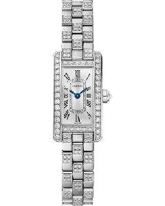 WJTA0067 Tank Américaine l Mini model, quartz movement - high autonomy, white gold, diamonds
