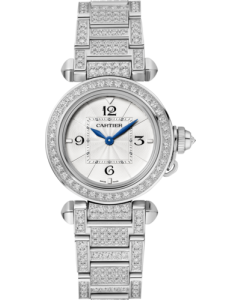 WJPA0040 Pasha de Cartier l 30 mm, high autonomy quartz movement, white gold, diamonds