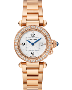 WJPA0039 Pasha de Cartier l 30 mm, high autonomy quartz movement, rose gold, diamonds, interchangeable metal and leather straps