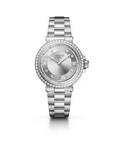 Marine 9518ST in steel with bezel set with 50 diamonds l Silver dial