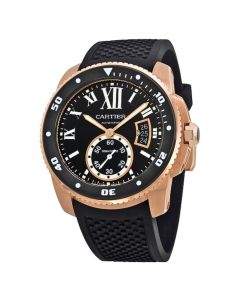 W7100052 Calibre de Cartier Diver l Automatic, 18k Rose Gold, Rubber Strap