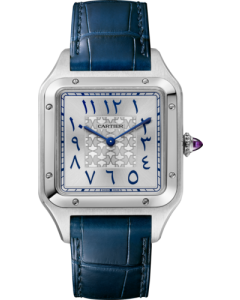 WGSA0086 Santos Dumont watch l Extra-large model, hand-wound mechanical movement, platinum, leather