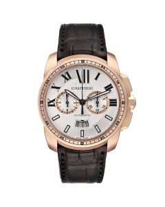 W7100044 Calibre de Cartier l Automatic, 18k Rose Gold, Leather Strap