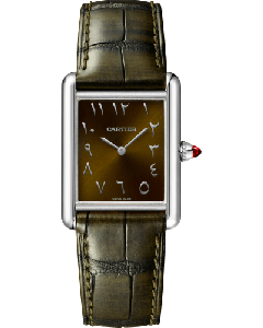 WGTA0279 Tank Louis Cartier l Large model, hand-wound mechanical movement, platinum, leather