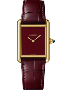 WGTA0190 Tank Louis Cartier watch l Large model, hand-wound mechanical movement, yellow gold, leather