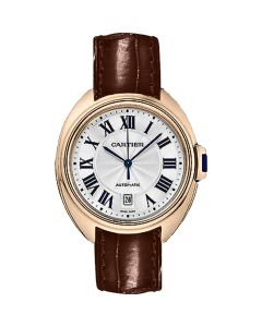 WGCL0010 Clé de Cartier l  Automatic, 18k Rose Gold, Brown Leather Strap