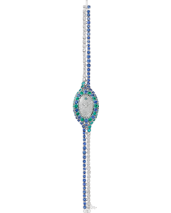 HPI01767 Baignoire l Mini model, quartz movement, white gold, diamonds, sapphires, emeralds, blue tourmalines