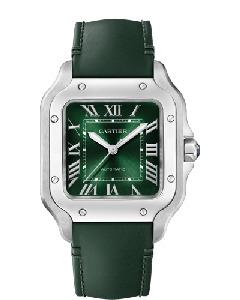 WSSA0094 Santos de Cartier l Medium model, automatic movement, steel, interchangeable metal and leather straps