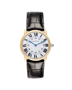 W6700455 Ronde Solo de Cartier l 36 mm, quartz movement, yellow gold, steel, leather