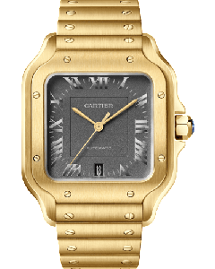WGSA0101 Santos de Cartier l Large model, automatic movement, yellow gold, interchangeable metal and leather bracelets