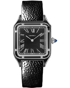 WSSA0068 Santos-Dumont Cartier l Large model, manual mechanical movement, steel, lacquer, leather