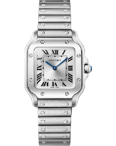 WSSA0082 Santos de Cartier l Small model, quartz movement, steel, interchangeable metal and leather straps