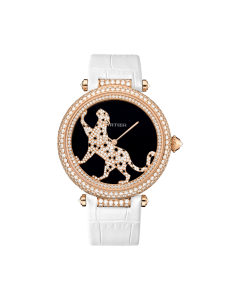 Panthère Jewelry | 42mm, automatic movement, rose gold, diamonds, leather