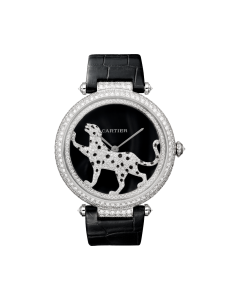 Panthère Jewelry | 42mm, automatic movement, white gold, diamonds, leather