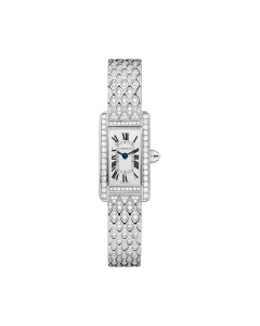 Tank Américaine | Mini model, quartz movement, white gold, diamonds
