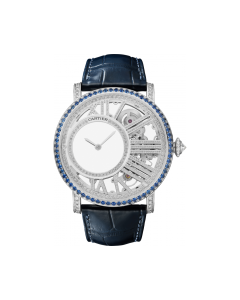 HPI01337 Rotonde de Cartier | 42mm, hand-wound mechanical movement, white gold, diamonds, sapphires, leather