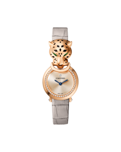 La Panthère de Cartier | Small model, quartz movement, rose gold, diamonds, leather