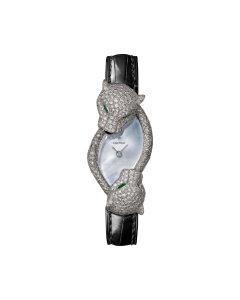 Panthère Jewelry | White gold, quartz, emeralds, black lacquer, leather, diamonds